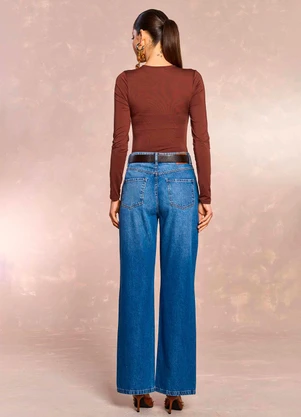 Doce Trama - Calça Reta Peônia Urban Desire em Denim Azul - DOCE TRAMA