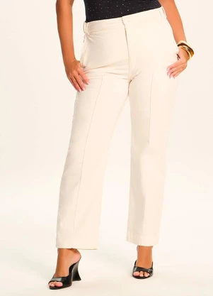 Doce Trama - Calça Reta Slim Sarja Amarilis Branco - DOCE TRAMA