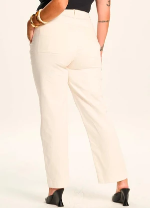 Doce Trama - Calça Reta Slim Sarja Amarilis Branco - DOCE TRAMA
