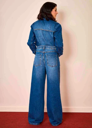 Doce Trama - Calça Reta Wild Orchid em Denim Azul - DOCE TRAMA