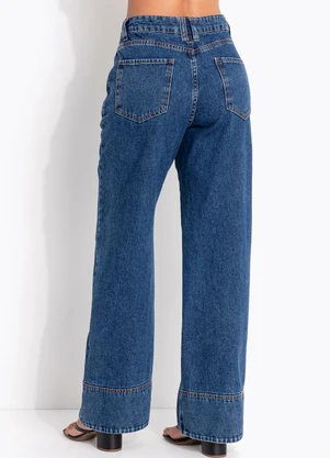 Quintess - Calça Reto Azul Médio em Jeans - QUINTESS