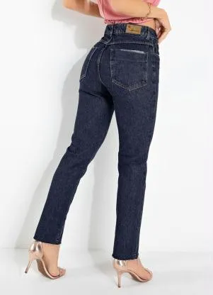 Calça Sawary (Jeans Escura) com Botões e Fendas - SAWARY JEANS