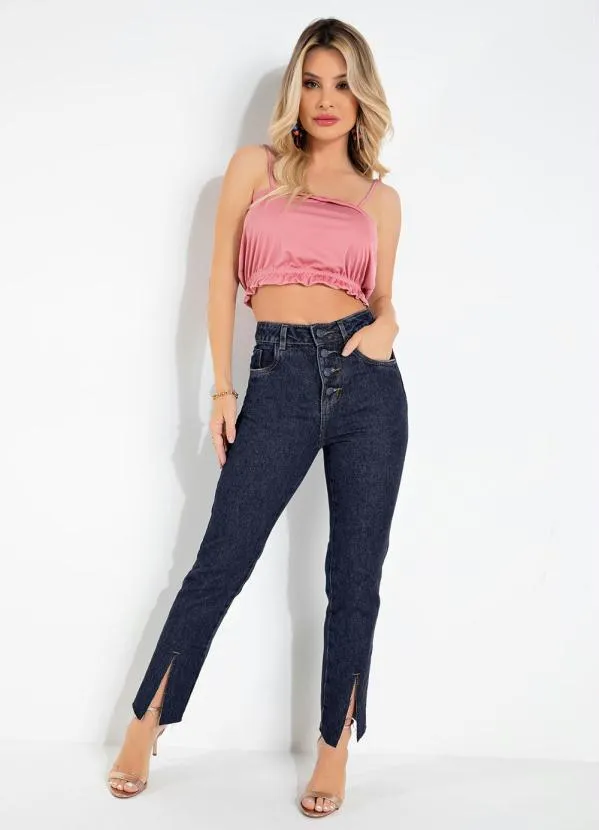 Sawary Jeans - Calça Sawary Jeans Escura com Botões e Fendas 3