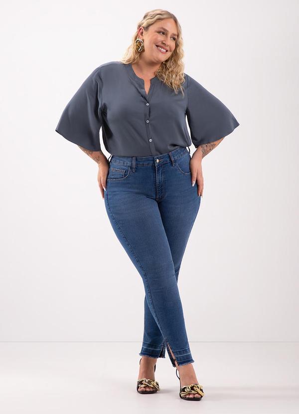 Lunender Mais Mulher - Calça Skinny Cropped Barras Desmanchadas Azul 3