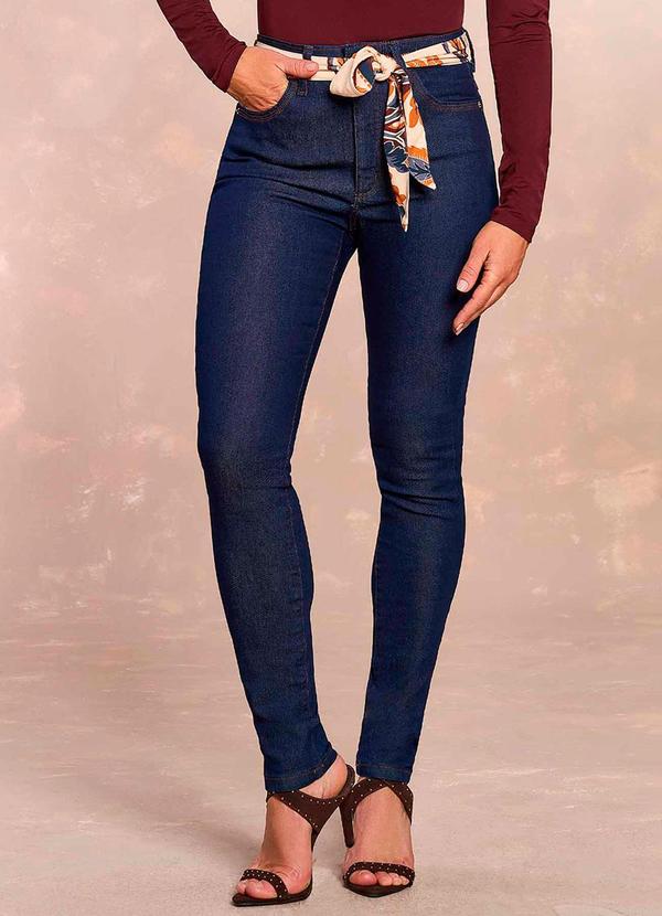 Doce Trama - Calça Skinny Jardim Decor em Denim Azul