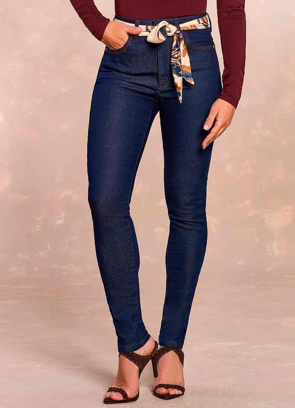 Doce Trama - Calça Skinny Jardim Decor em Denim Azul