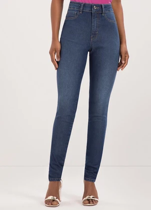 Lunender - Calça Skinny Jeans de Cintura Alta Azul - LUNENDER
