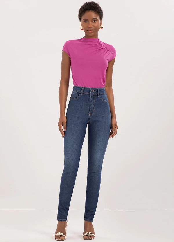 Lunender - Calça Skinny Jeans de Cintura Alta Azul 3