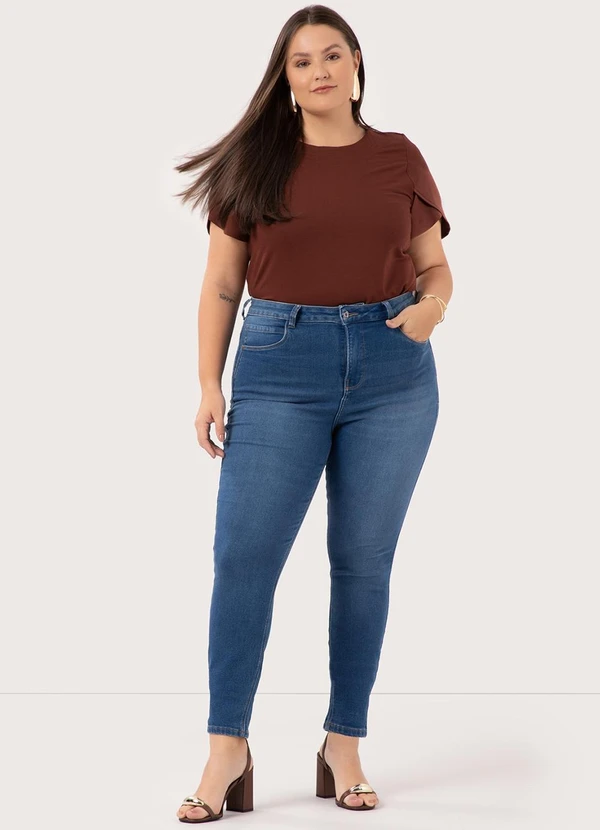 Lunender Mais Mulher - Calça Skinny Plus Size com Jeans Redux Azul 3