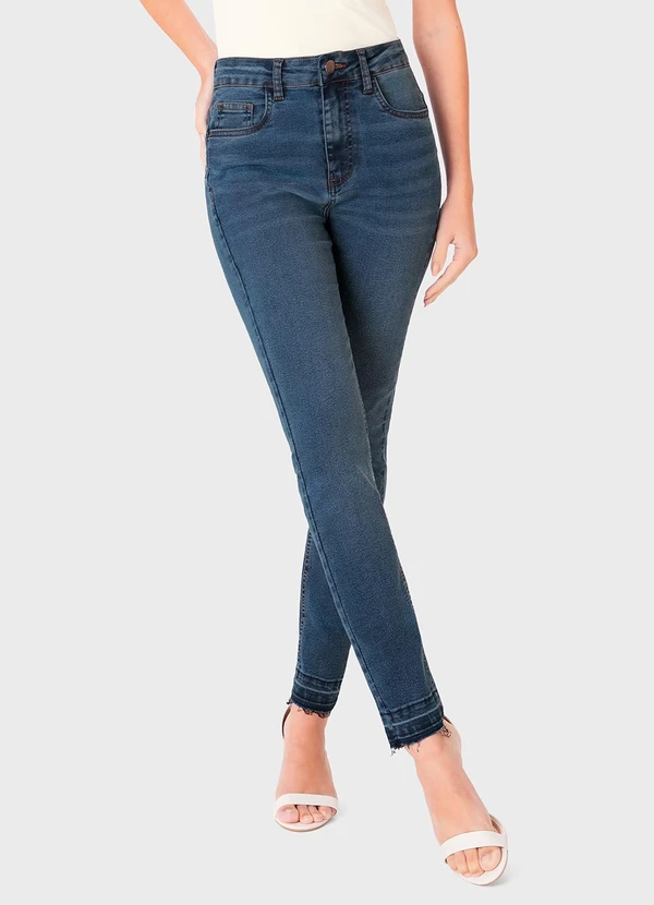 Enfim - Calça Skinny Push Up Jeans Desfiado Azul