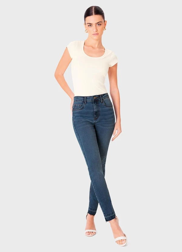 Enfim - Calça Skinny Push Up Jeans Desfiado Azul 2