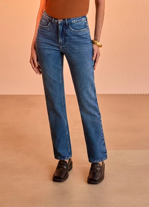 Lunender - Calça Slim Jeans com Cintura Alta Azul - LUNENDER