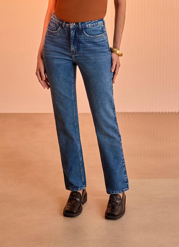 Lunender - Calça Slim Jeans com Cintura Alta Azul