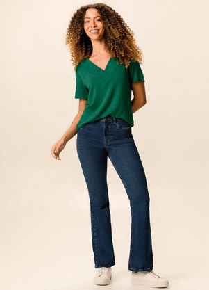 Malwee - Calça Small Flare Push Up Cintura Azul Escuro - MALWEE