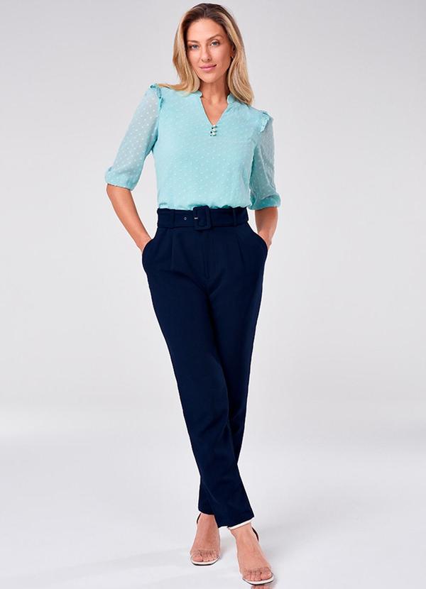 Principessa - Calça Reta Marinho com Cinto Forrado Ella 3