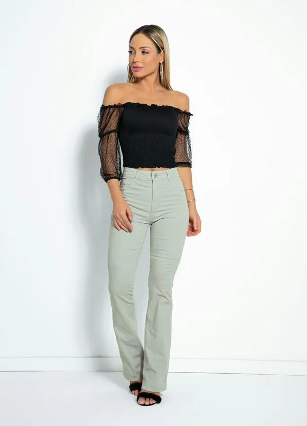 Sawary Jeans - Calça Verde Clara Boot Cut Sawary 10