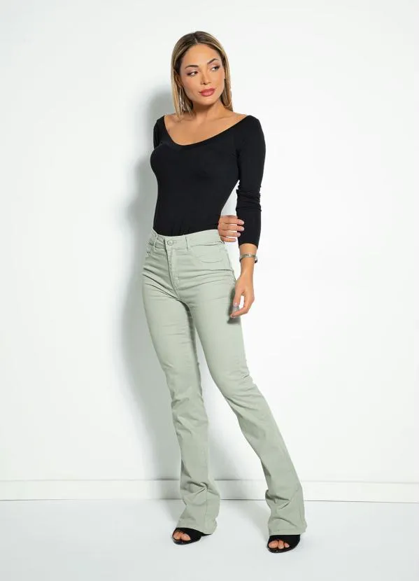 Sawary Jeans - Calça Verde Clara Boot Cut Sawary 6