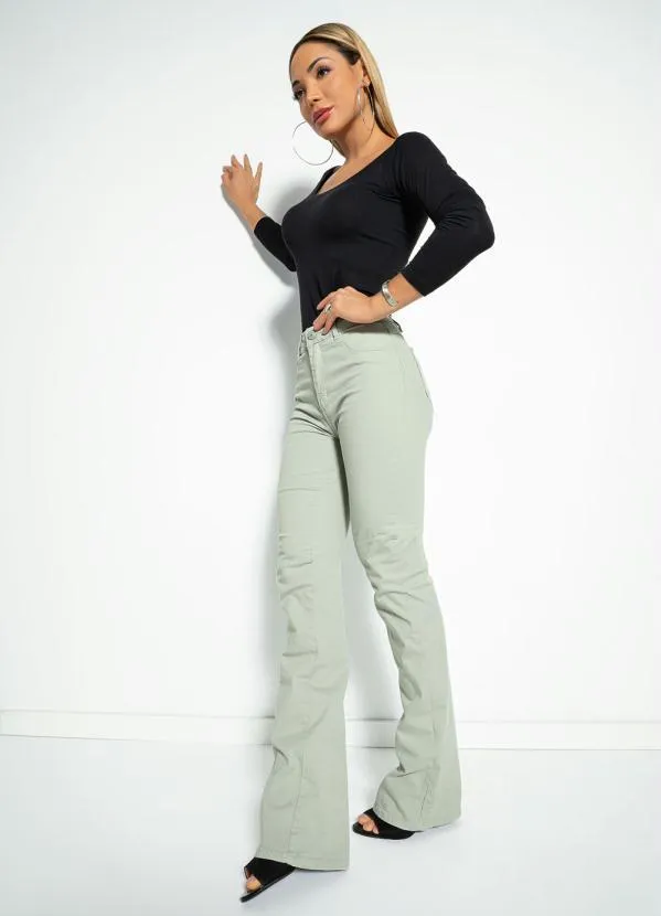 Sawary Jeans - Calça Verde Clara Boot Cut Sawary 7