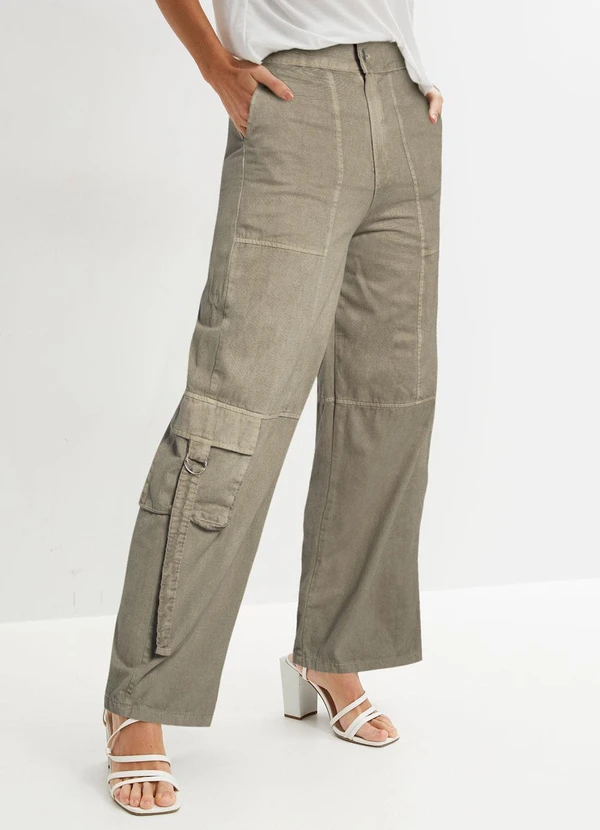 bonprix - Calça Verde Claro em Sarja