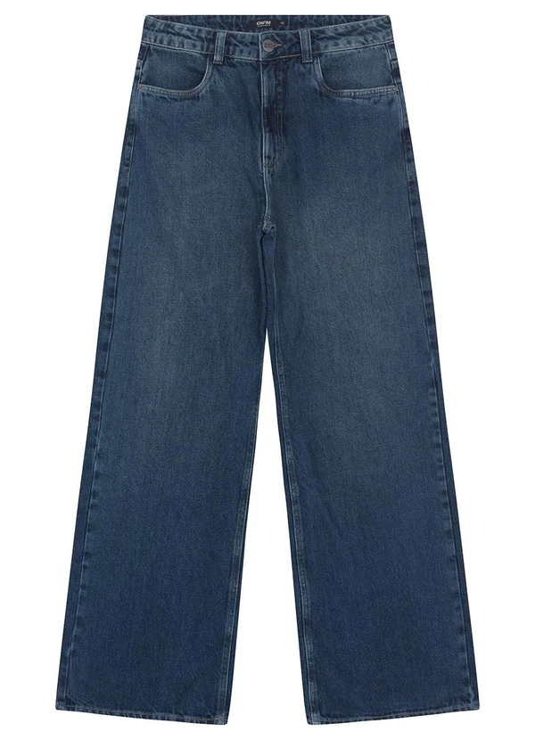 Calça Wide Leg Cintura Alta Jeans Azul - Enfim