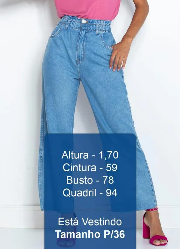 Dzarm - Calça Wide Leg Cropped Jeans Azul 10