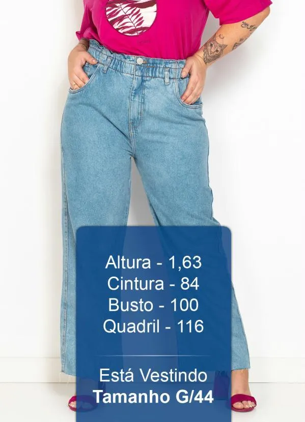 Dzarm - Calça Wide Leg Cropped Jeans Azul 9