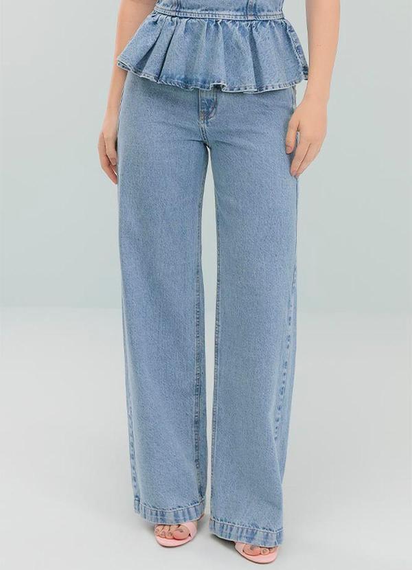 Angel - Calca Wide Leg Denim Azul