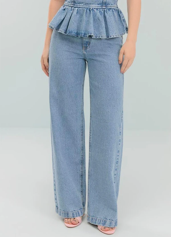 Angel - Calca Wide Leg Denim Azul