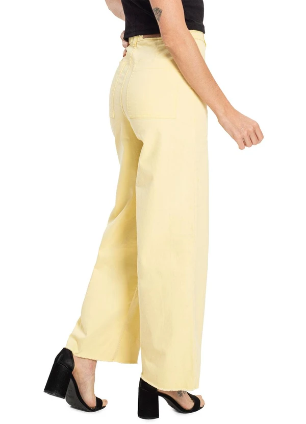 Endless - Calça Wide Leg Feminina Amarelo 2