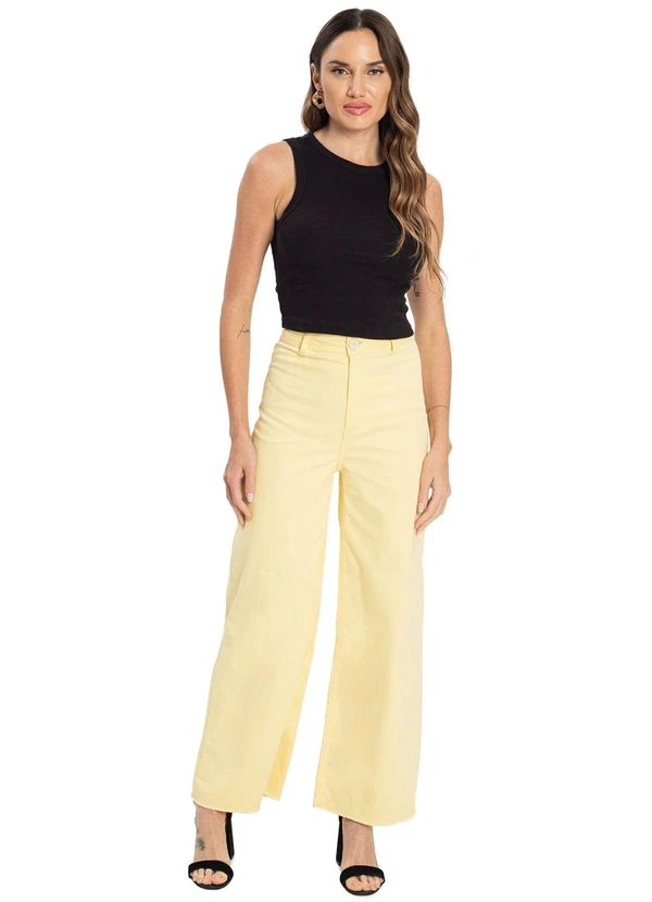 Endless - Calça Wide Leg Feminina Amarelo 3