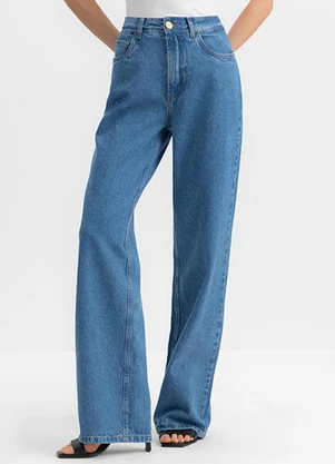 Essendi - Calça Wide Leg Feminina Jeans Azul - ESSENDI