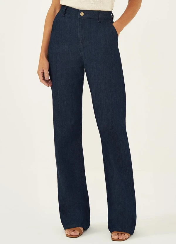 Principessa - Calça Wide Leg Jeans Azul Escuro Tamara