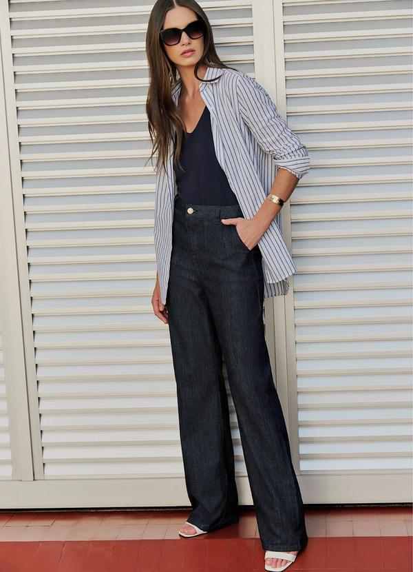 Principessa - Calça Wide Leg Jeans Azul Escuro Tamara 5