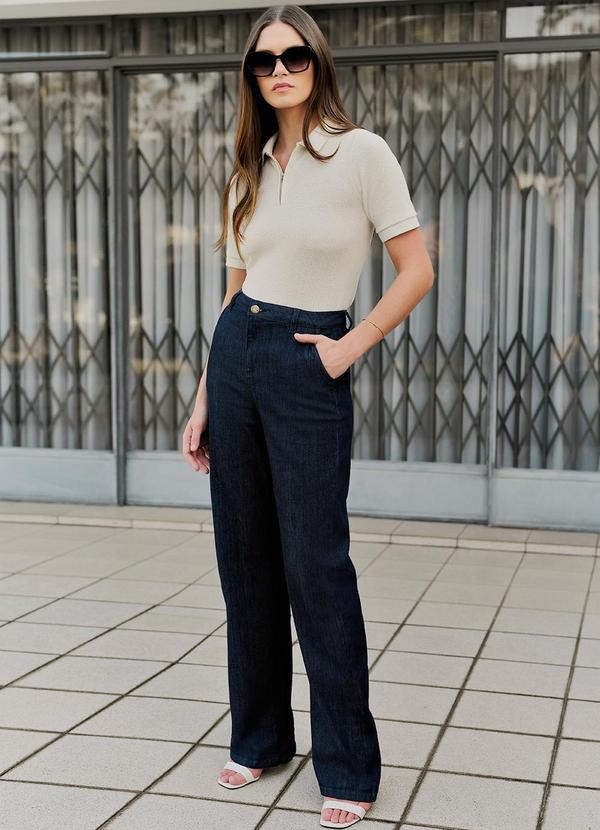 Principessa - Calça Wide Leg Jeans Azul Escuro Tamara 7