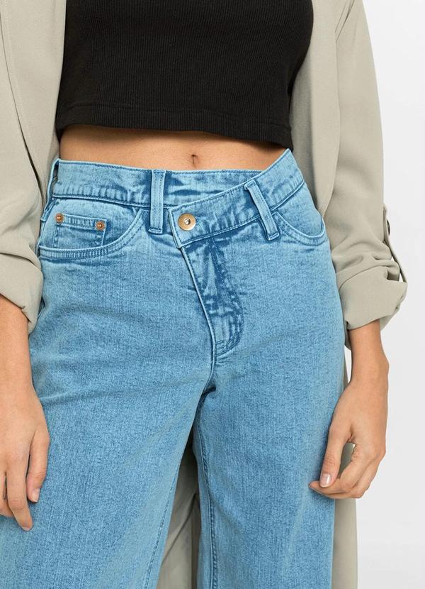 bonprix - Calça Wide Leg Jeans Azul Médio 2