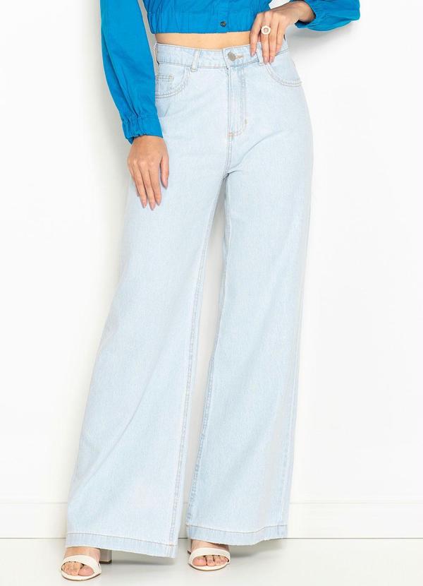 Hering - Calça Wide Leg Jeans Azul