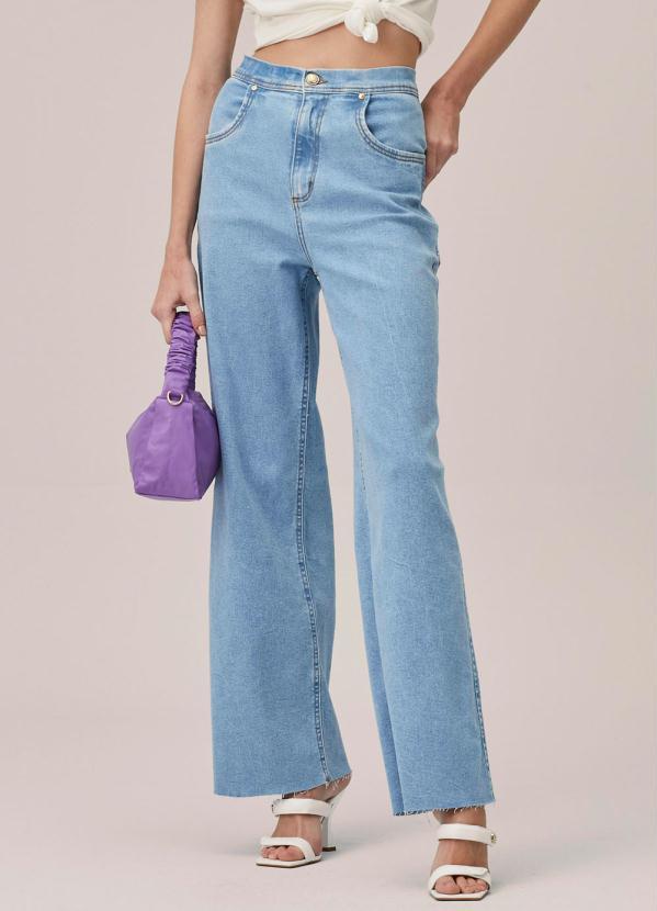 Lança Perfume - Calça Wide Leg Jeans Azul