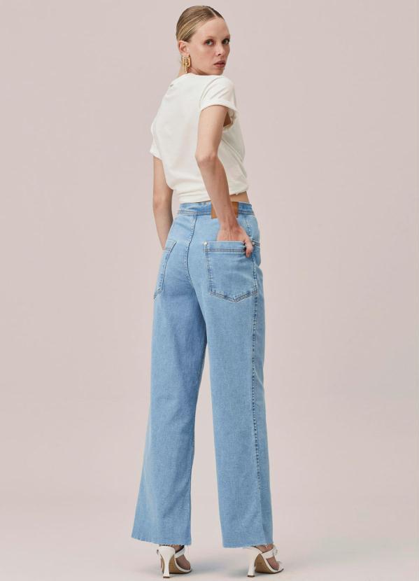 Lança Perfume - Calça Wide Leg Jeans Azul 4