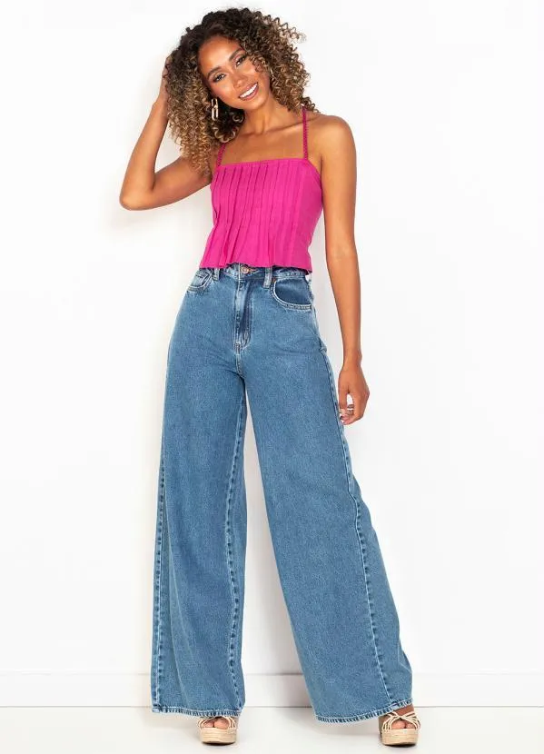 Forum - Calça Wide Leg Jeans Azul 3