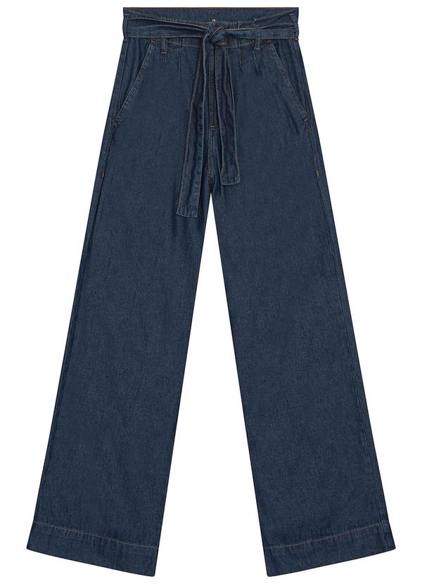 Malwee - Calça Wide Leg Jeans Cintura Alta Azul 4