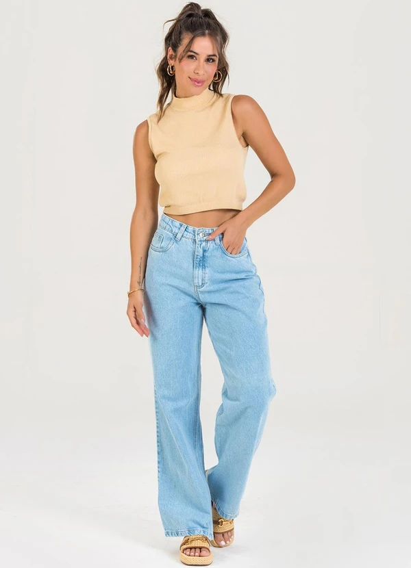 Meu Jeans - Calça Wide Leg Jeans Claro Azul 3