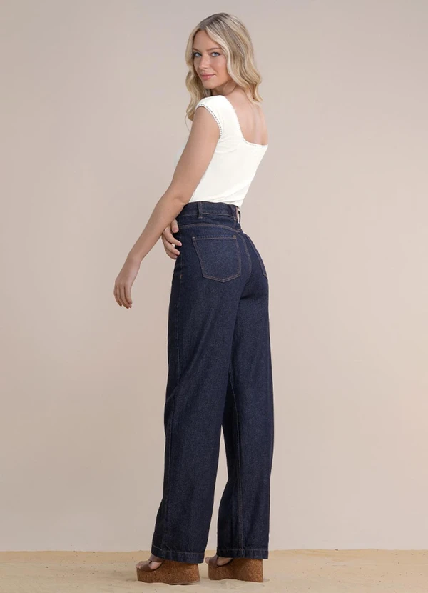 Angel - Calça Wide Leg Jeans Escuro 4