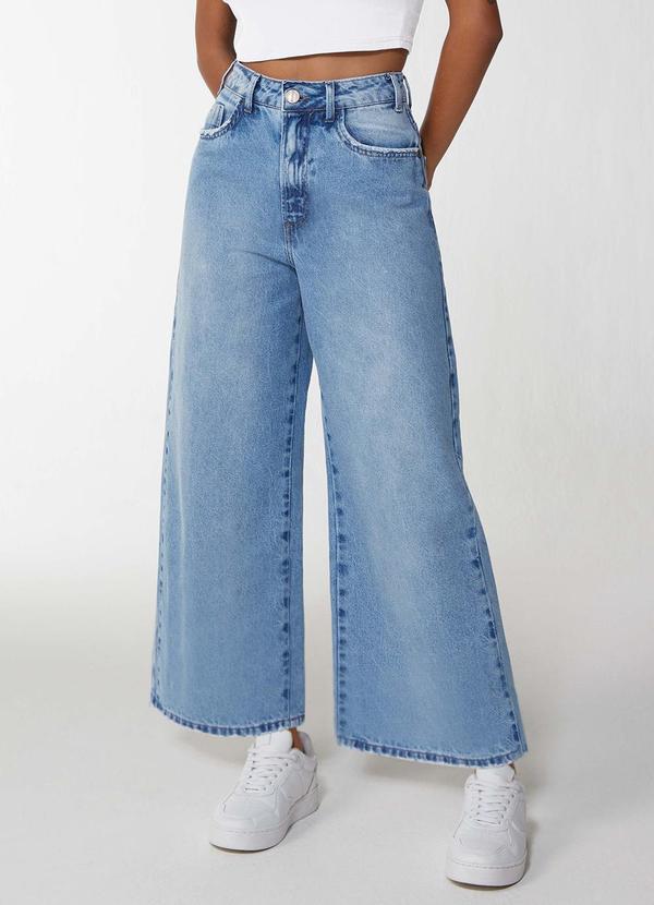 Enfim - Calça Wide Leg Jeans Feminina Azul Claro