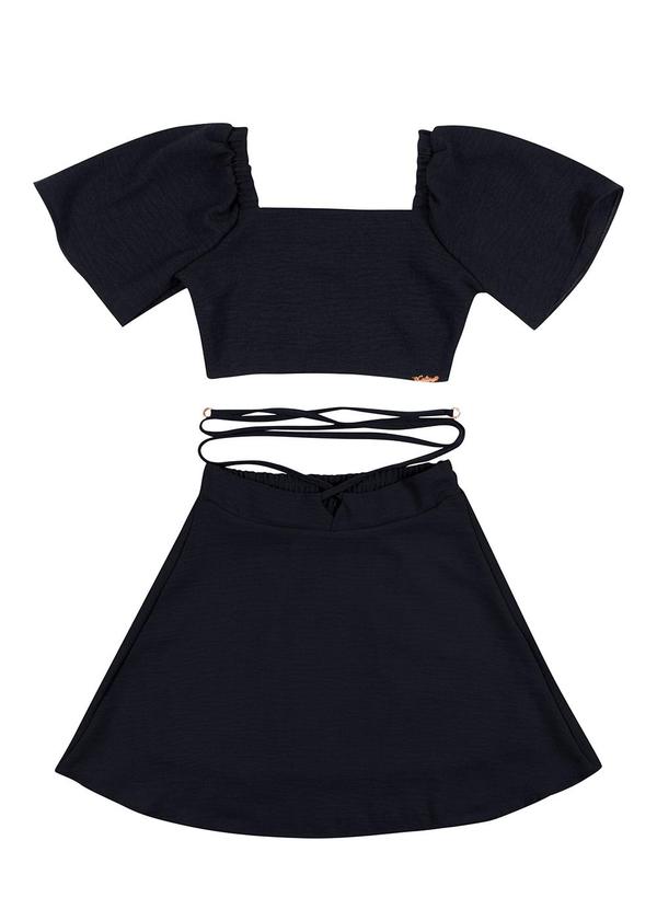 Cativa Teen - Conjunto Cropped e Saia Preto
