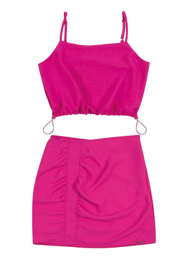 Cativa Teen - Conjunto Cropped e Saia Rosa