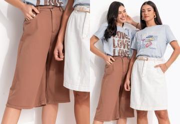 Jorts Jeans Marrom em Sarja