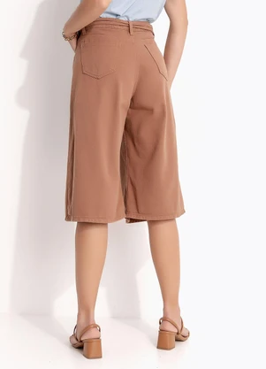 Quintess - Jorts Jeans Marrom em Sarja - QUINTESS