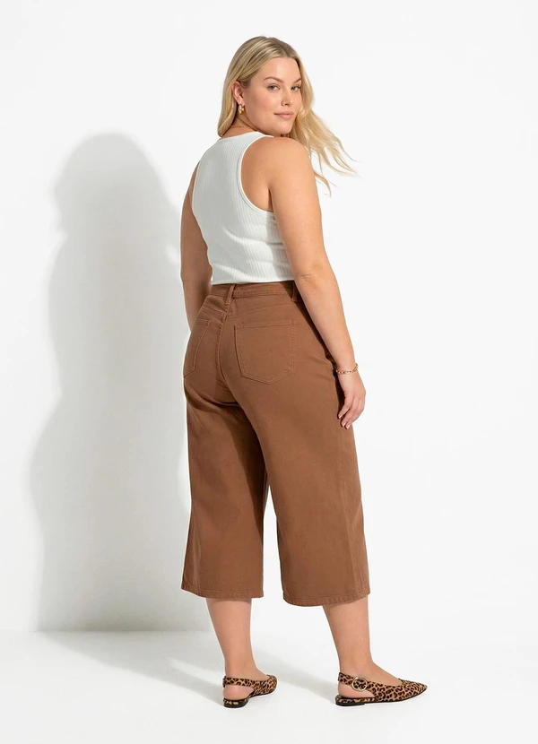 Quintess - Jorts Jeans Marrom em Sarja 7