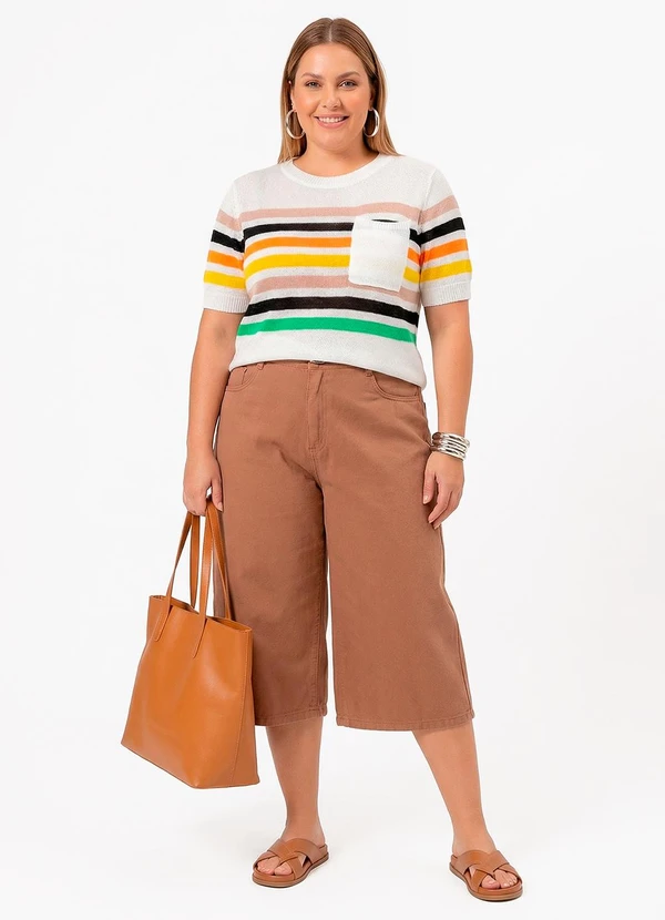 Quintess - Jorts Jeans Marrom em Sarja 8