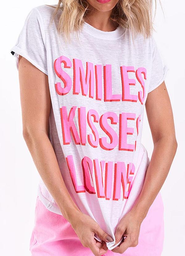 Amo Brand - T-Shirt Smiles Branco com Rosa 3